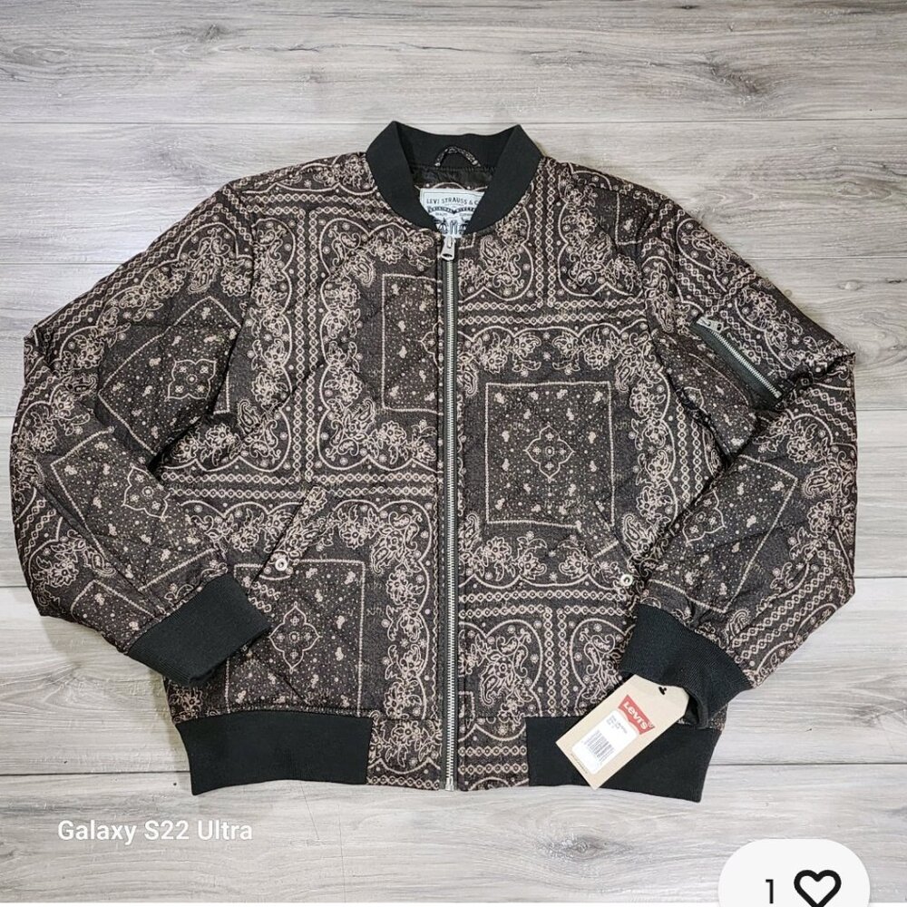 Levi's Jacket Men's Large Olive Green Diamond Quilted Bomber New